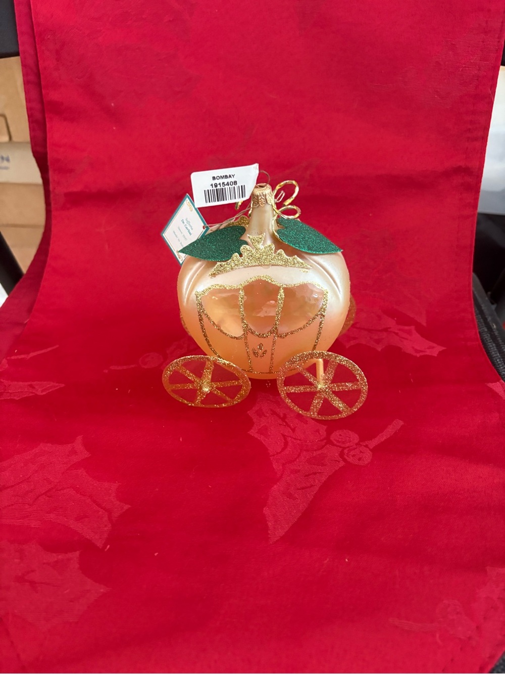 *NEW* Soffieria De Carlini Gold Pumpkin Cinderella Carriage Christmas Ornament
